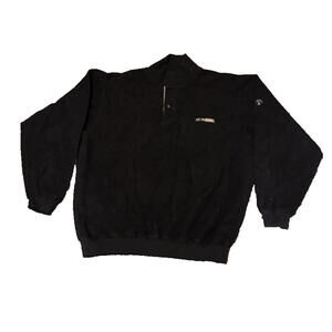 SDI Non-Fiction Black Polo Sweatshirt Cotton Size L Made in Canada Vintage
